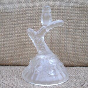 Vintage Fenton Owl Roses Frosted Glass Ring Holder